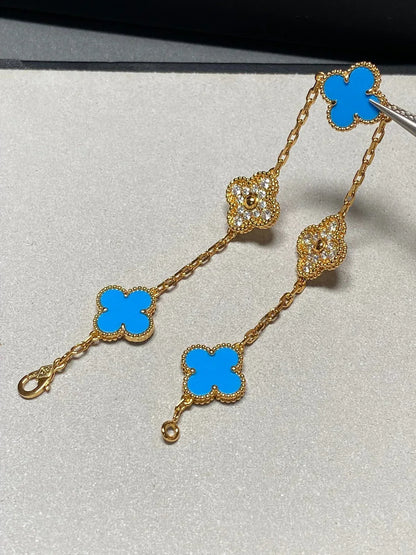 [Luxery] CLOVER 5 MOTIF BLUE AGATE BRACELET COLLECTION