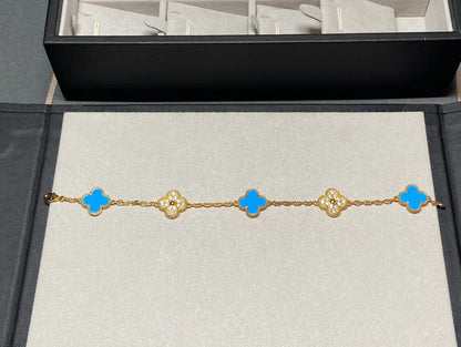 [Luxery] CLOVER 5 MOTIF BLUE AGATE BRACELET COLLECTION