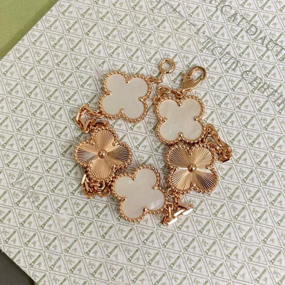 [Luxery]CLOVER WHITE PEARL MOP 5 MOTIF BRACELET COLLECTION