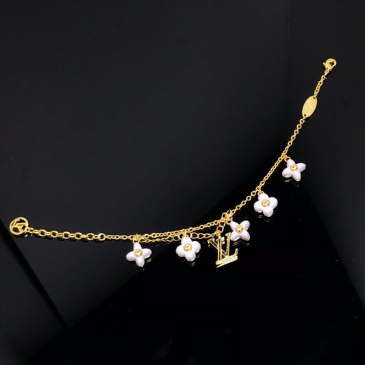 [Luxery]LOGO 6 MOTIF STAR AND SUN GOLD BRACELET