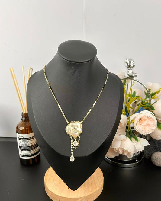 [Luxery]Cloud Pearl Mother-of-Pearl Diamond Chain Pendant Necklace