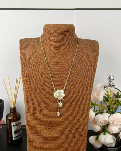 [Luxery]Cloud Pearl Mother-of-Pearl Diamond Chain Pendant Necklace