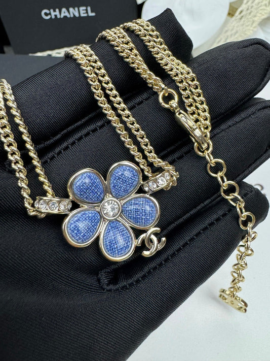 [Luxery]New Blue Floral Double-Layer Necklace