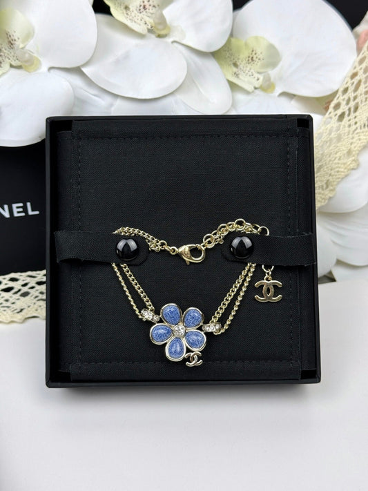 [Luxery]VOLTE New Blue Floral Double-Layer Bracelet