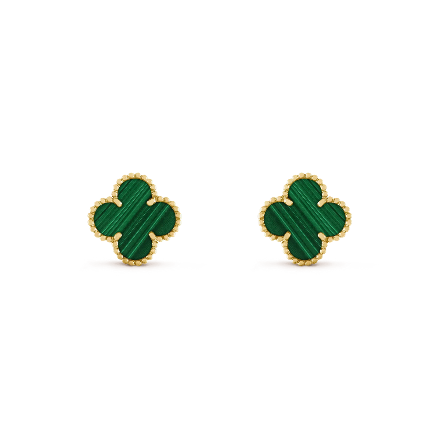 [Luxery]CLOVER MEDIUM 1 MOTIFS MALACHITE  EARRINGS
