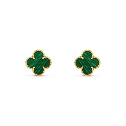 [Luxery]CLOVER MEDIUM 1 MOTIFS MALACHITE  EARRINGS