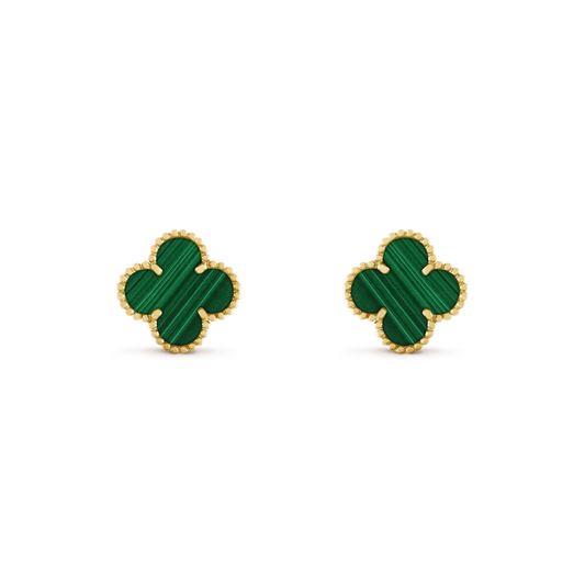 [Luxery]CLOVER MEDIUM 1 MOTIFS MALACHITE  EARRINGS