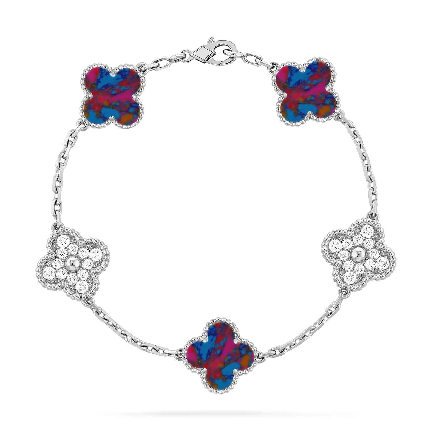 [Luxery]CLOVER 5 MOTIF COLOR GEMSTONES BRACELET COLLECTION