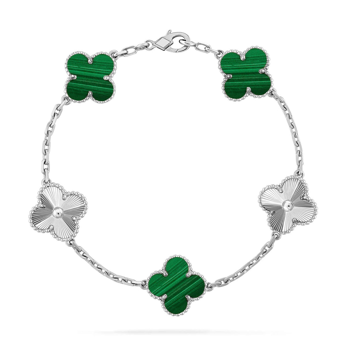 [Luxery] CLOVER 5 MOTIF MALACHITE BRACELET COLLECTION