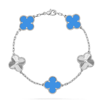 [Luxery] CLOVER 5 MOTIF BLUE AGATE BRACELET COLLECTION