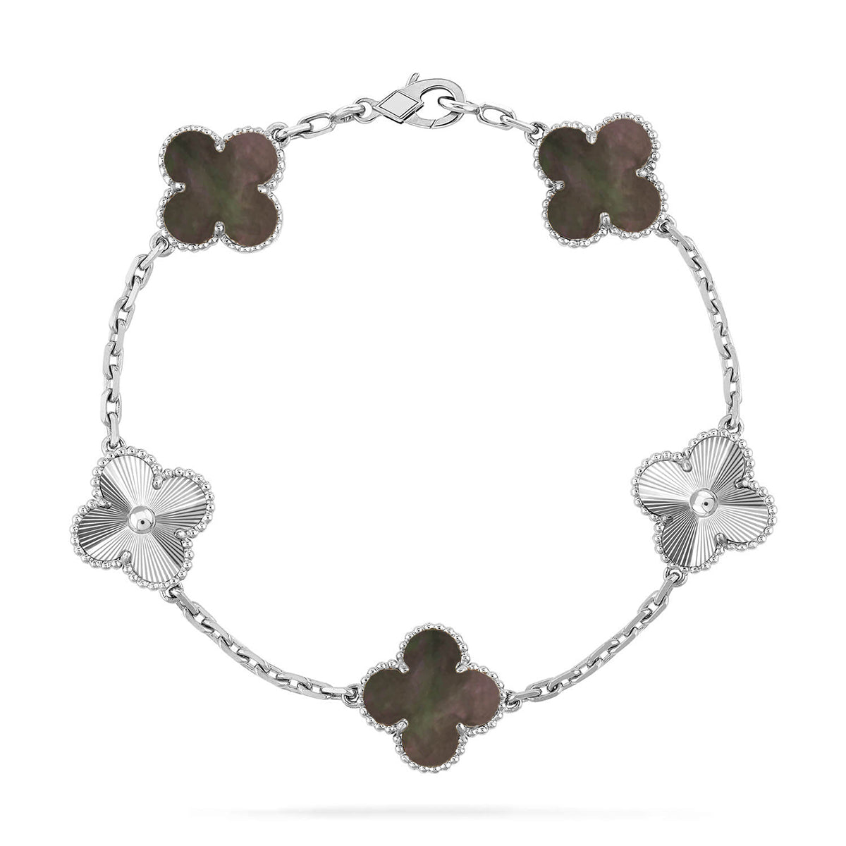 [Luxery] CLOVER 5 MOTIF GRAY MOP BRACELET COLLECTION