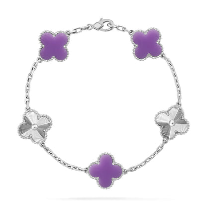 [Luxery]CLOVER 5 MOTIF LIGHT PURPLE BRACELET COLLECTION