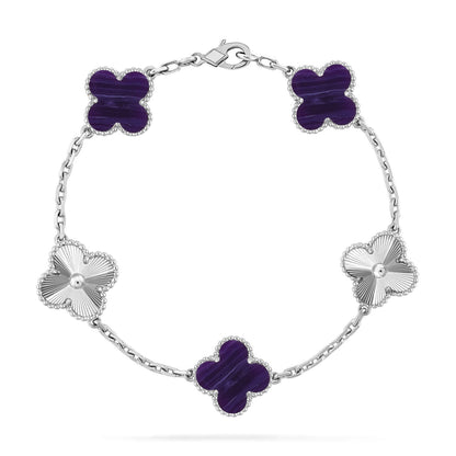 [Luxery]CLOVER 5 MOTIF PURPLE STRIPES BRACELET COLLECTION