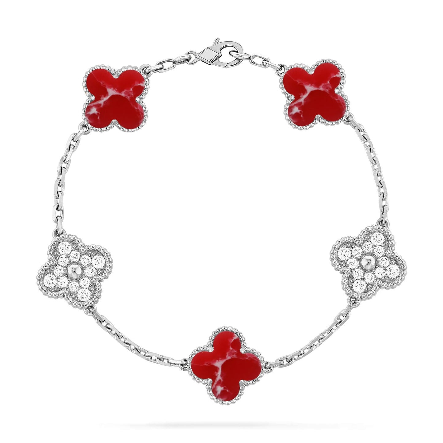 [Luxery]CLOVER 5 MOTIF RED PATTERN BRACELET COLLECTION