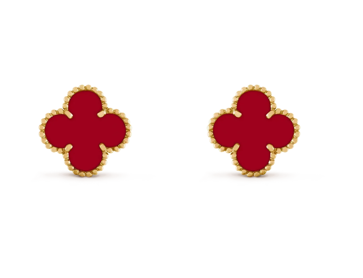 [Luxery] CLOVER 20MM RED AGATE EARRINGS