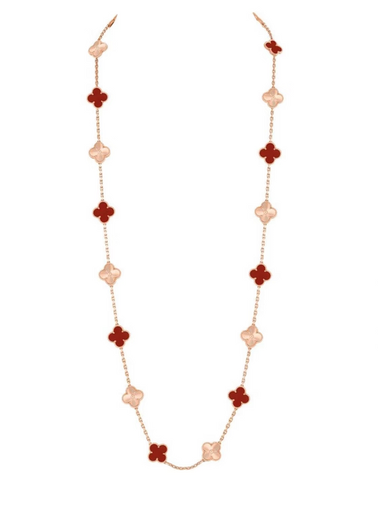 [Luxery]CLOVER 20 MOTIFS LASER CARNELIAN NECKLACE