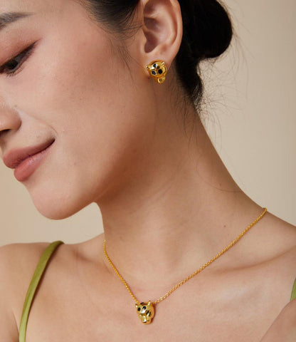 [?Luxery]CHRRTAH-PRINT STUD EARRINGS, THREE COLORS