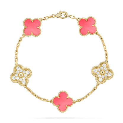 [Luxery] CLOVER 5 MOTIFS  PINK MOP BRACELET COLLECTION