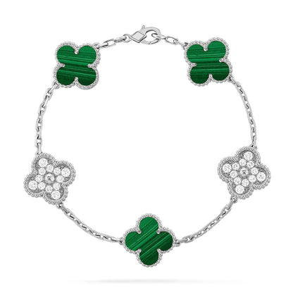[Luxery] CLOVER 5 MOTIF MALACHITE BRACELET COLLECTION