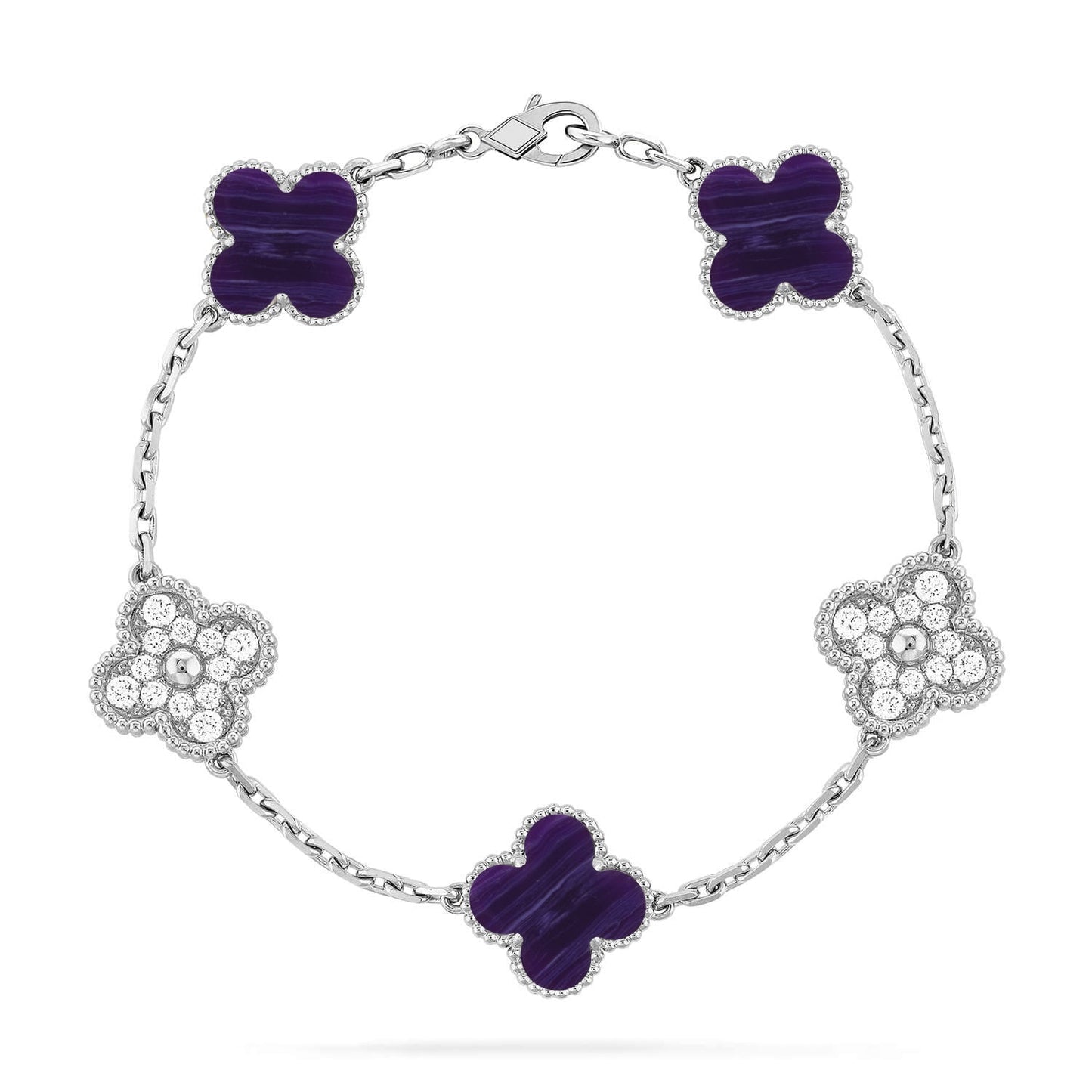 [Luxery]CLOVER 5 MOTIF PURPLE STRIPES BRACELET COLLECTION