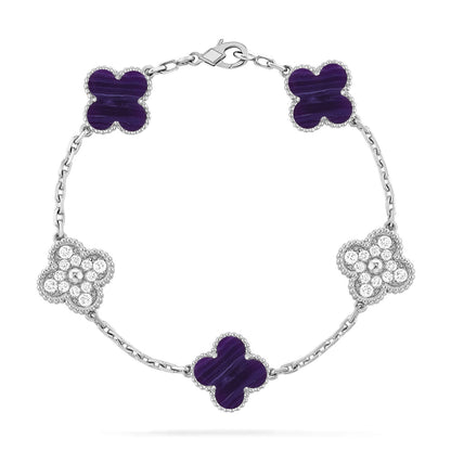 [Luxery]CLOVER 5 MOTIF PURPLE STRIPES BRACELET COLLECTION
