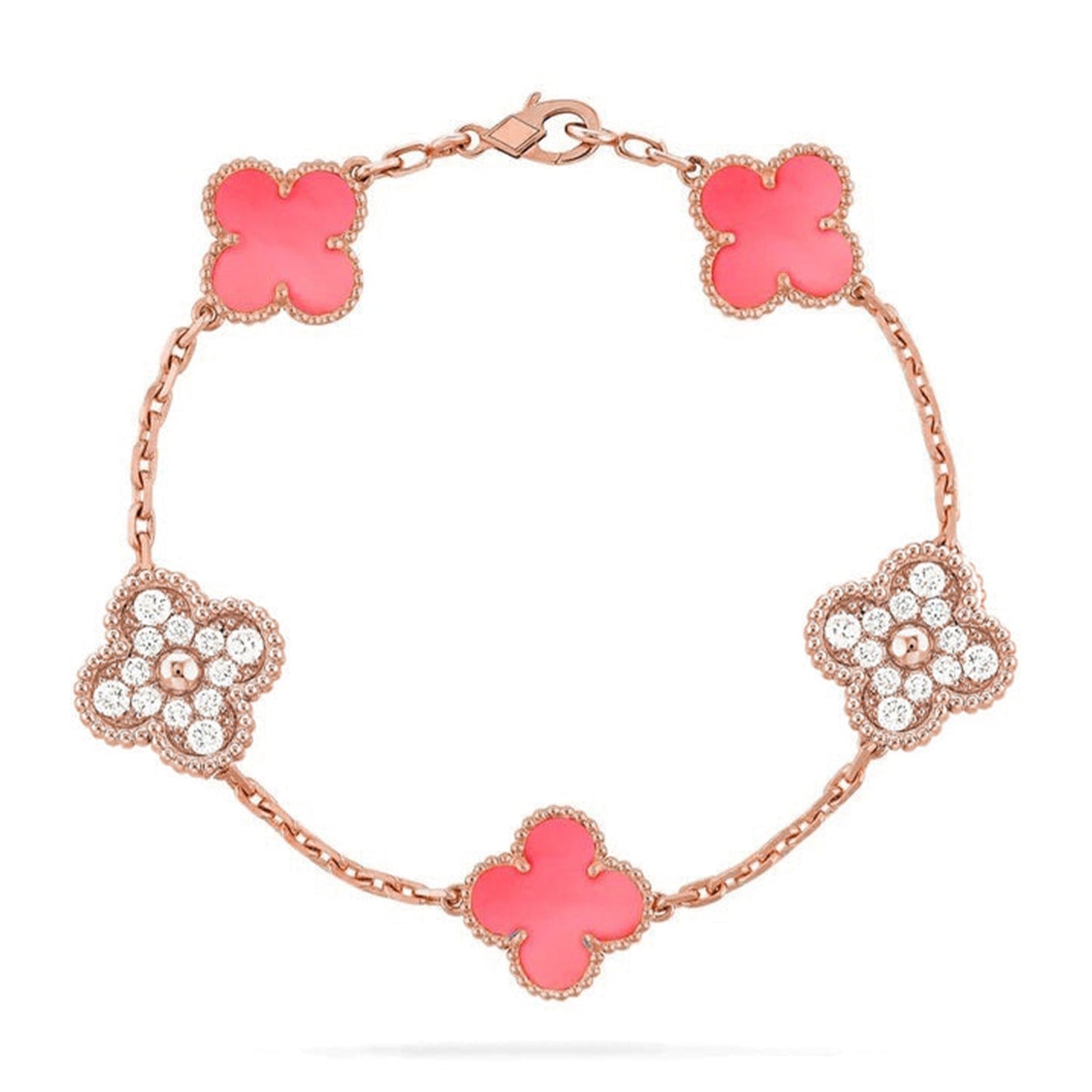 [Luxery] CLOVER 5 MOTIFS  PINK MOP BRACELET COLLECTION