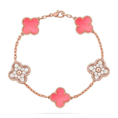 [Luxery] CLOVER 5 MOTIFS  PINK MOP BRACELET COLLECTION