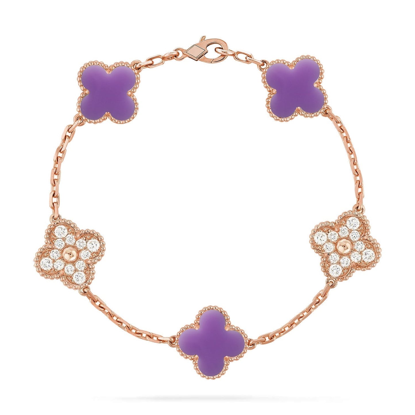[Luxery]CLOVER 5 MOTIF LIGHT PURPLE BRACELET COLLECTION