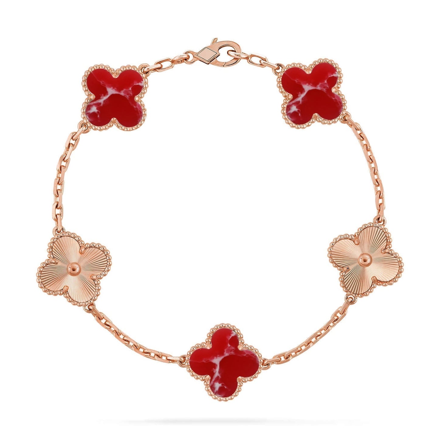 [Luxery]CLOVER 5 MOTIF RED PATTERN BRACELET COLLECTION