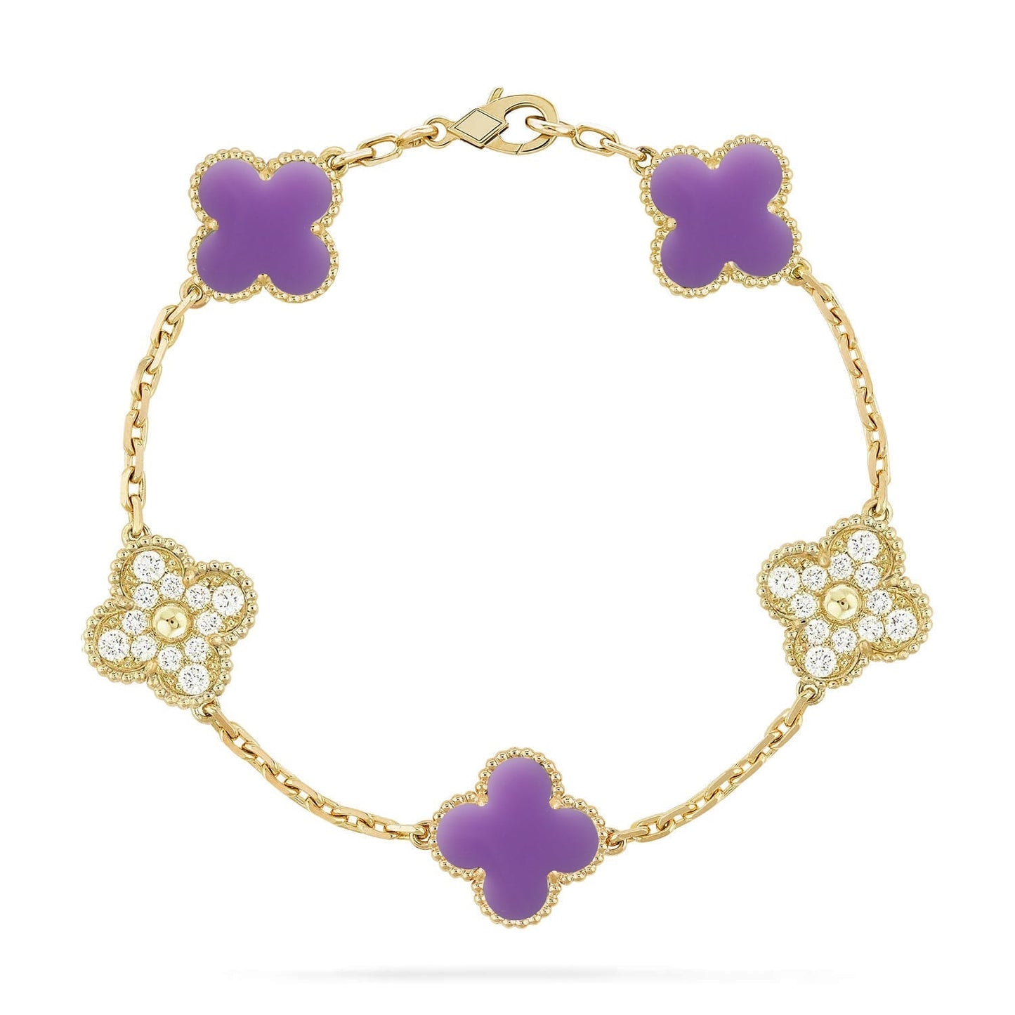 [Luxery]CLOVER 5 MOTIF LIGHT PURPLE BRACELET COLLECTION