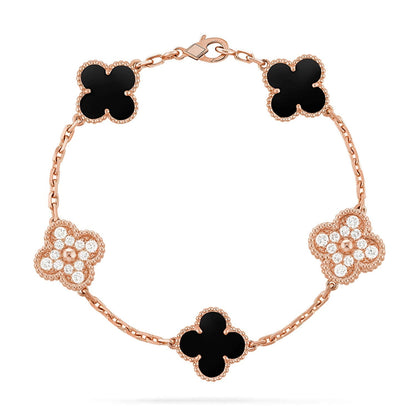 [Luxery] CLOVER 5 MOTIF ONYXS BRACELET COLLECTION