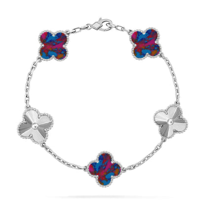 [Luxery]CLOVER 5 MOTIF COLOR GEMSTONES BRACELET COLLECTION