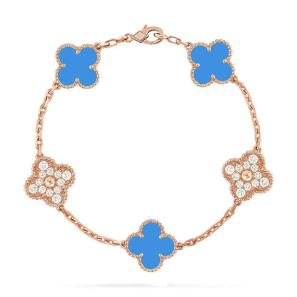 [Luxery] CLOVER 5 MOTIF BLUE AGATE BRACELET COLLECTION