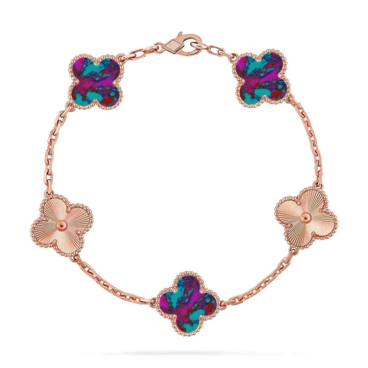 [Luxery]CLOVER 5 MOTIF COLOR GEMSTONES BRACELET COLLECTION