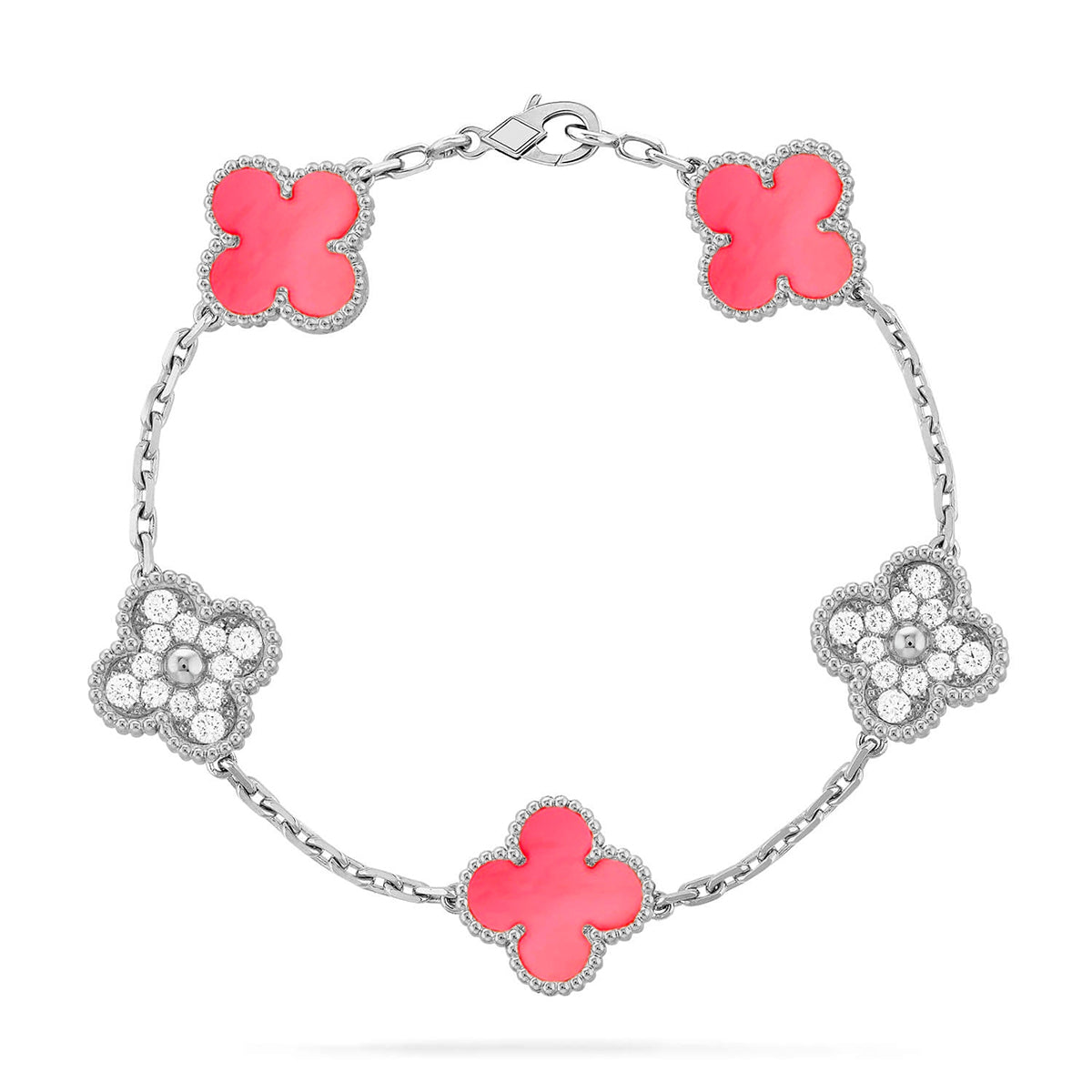 [Luxery] CLOVER 5 MOTIFS  PINK MOP BRACELET COLLECTION