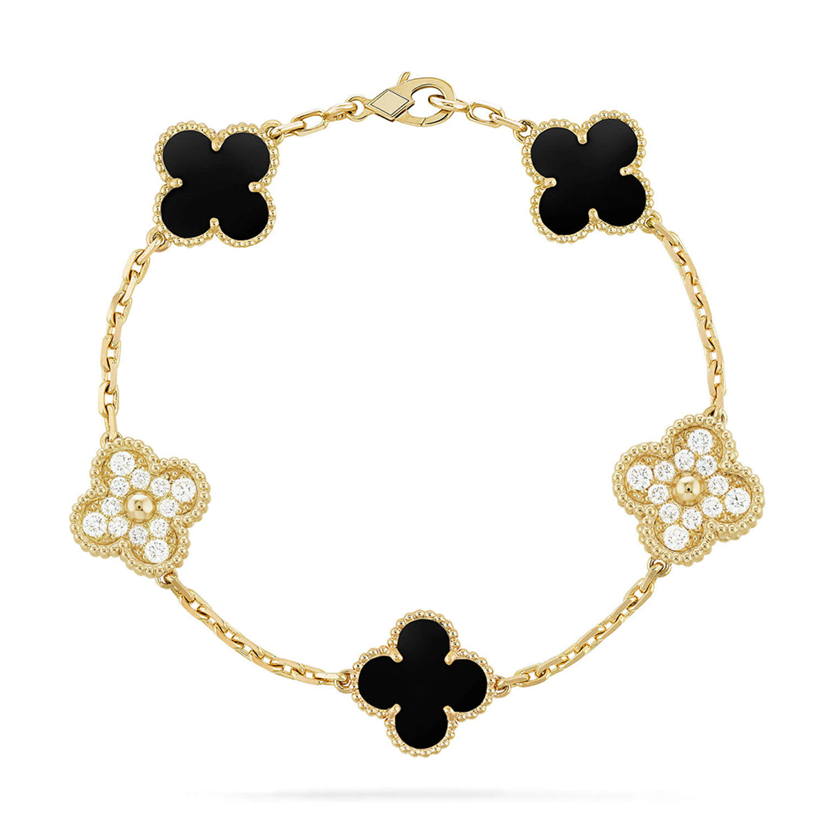 [Luxery] CLOVER 5 MOTIF ONYXS BRACELET COLLECTION