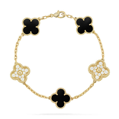 [Luxery] CLOVER 5 MOTIF ONYXS BRACELET COLLECTION