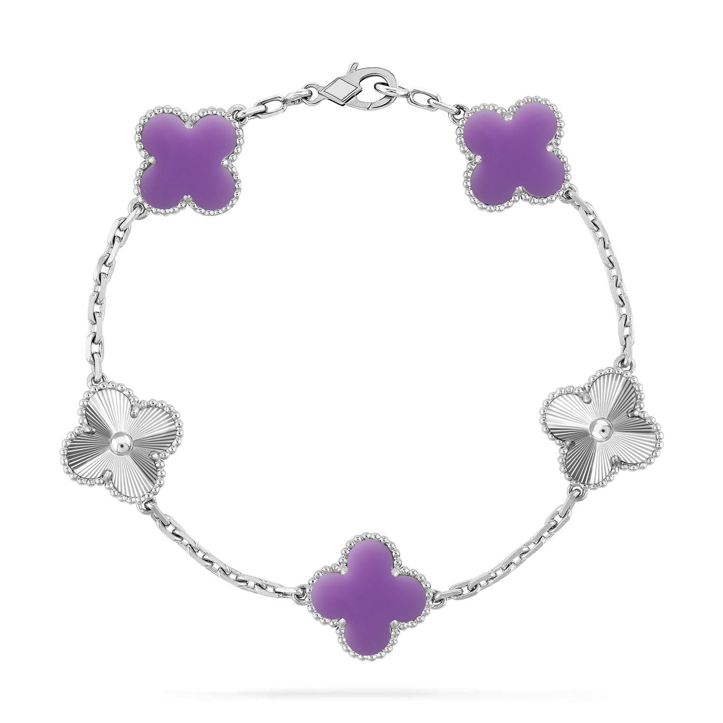[Luxery]CLOVER 5 MOTIF LIGHT PURPLE BRACELET COLLECTION