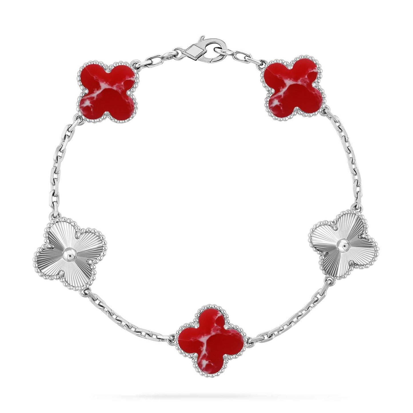 [Luxery]CLOVER 5 MOTIF RED PATTERN BRACELET COLLECTION