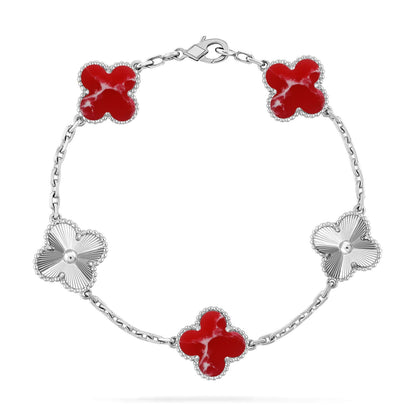 [Luxery]CLOVER 5 MOTIF RED PATTERN BRACELET COLLECTION