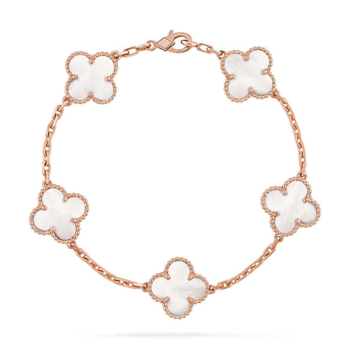 [Luxery]CLOVER WHITE PEARL MOP 5 MOTIF BRACELET COLLECTION
