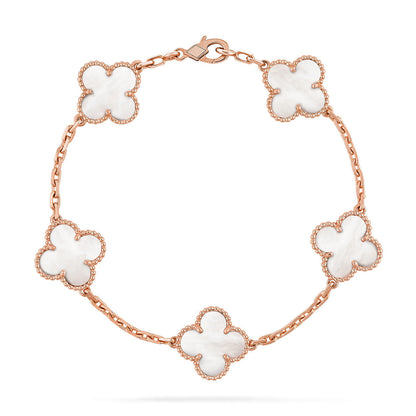 [Luxery]CLOVER WHITE PEARL MOP 5 MOTIF BRACELET COLLECTION