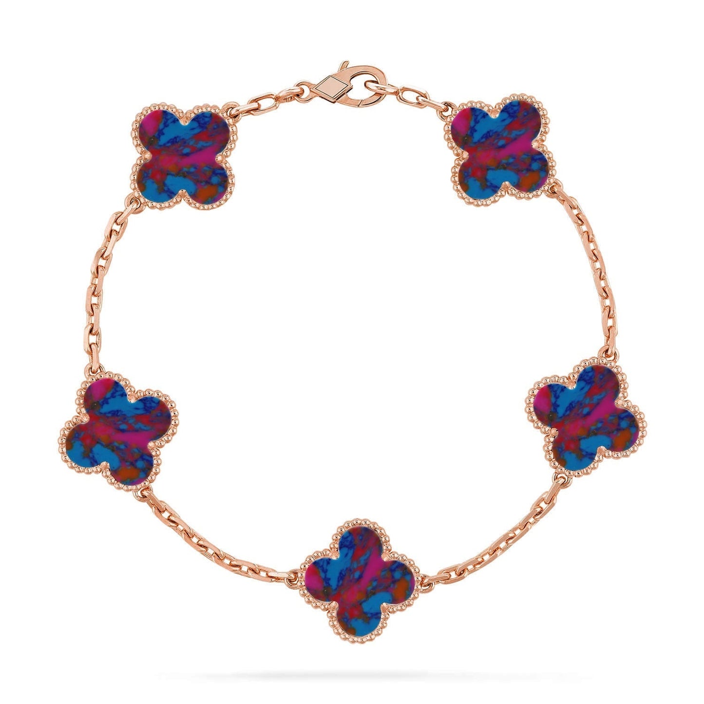 [Luxery]CLOVER 5 MOTIF COLOR GEMSTONES BRACELET COLLECTION