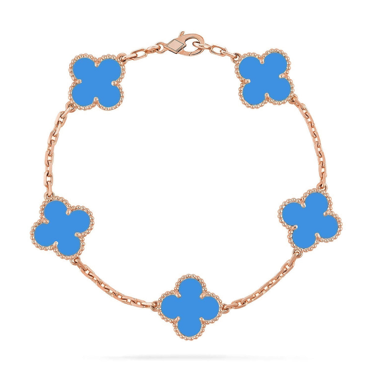 [Luxery] CLOVER 5 MOTIF BLUE AGATE BRACELET COLLECTION