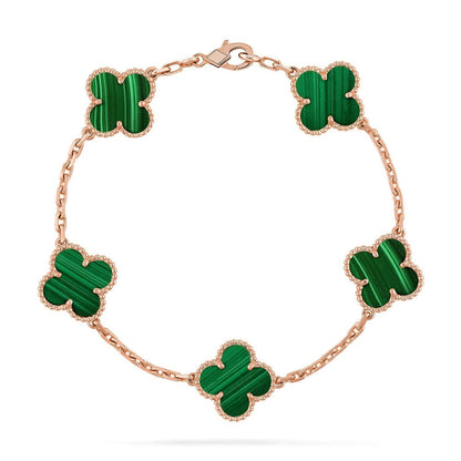 [Luxery] CLOVER 5 MOTIF MALACHITE BRACELET COLLECTION