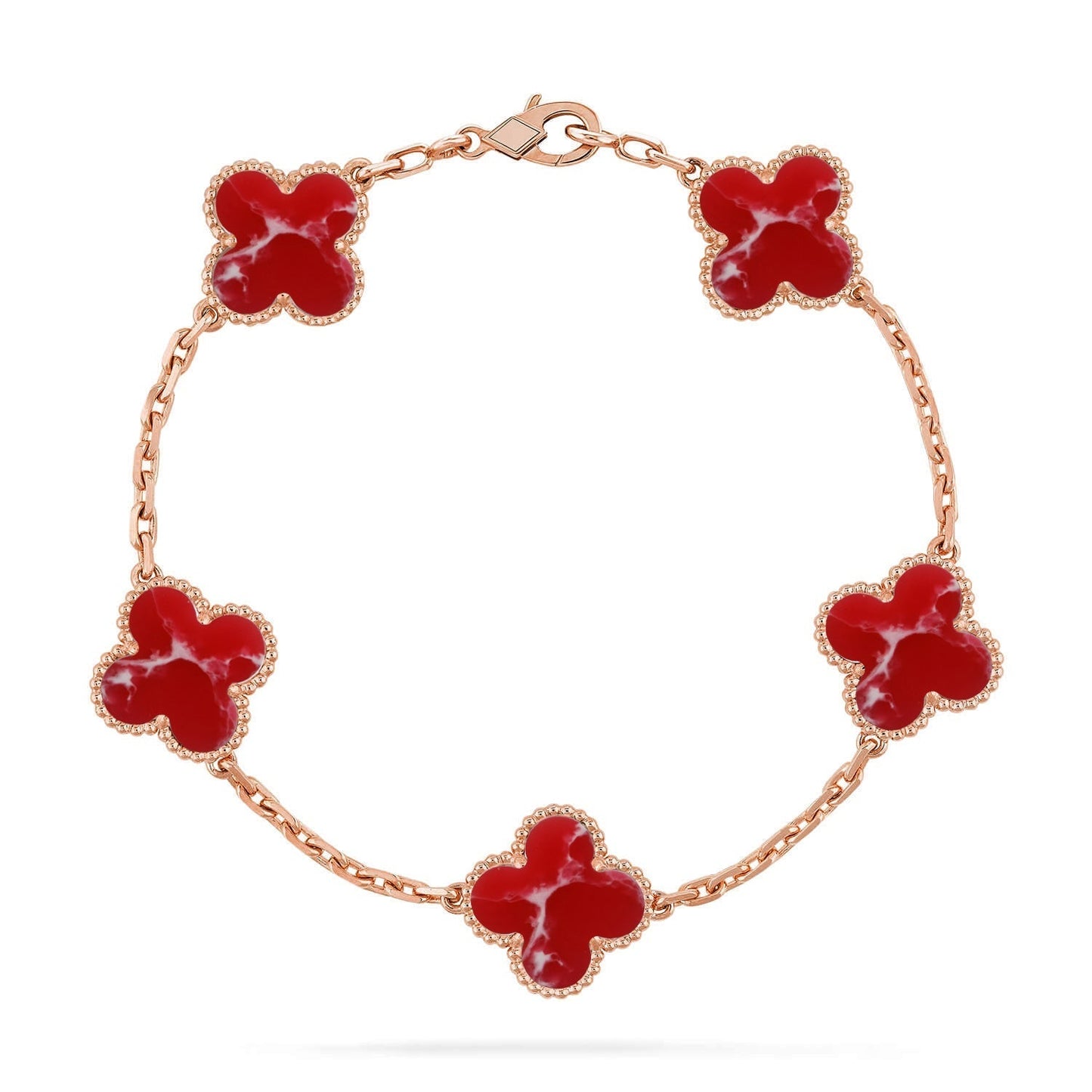 [Luxery]CLOVER 5 MOTIF RED PATTERN BRACELET COLLECTION