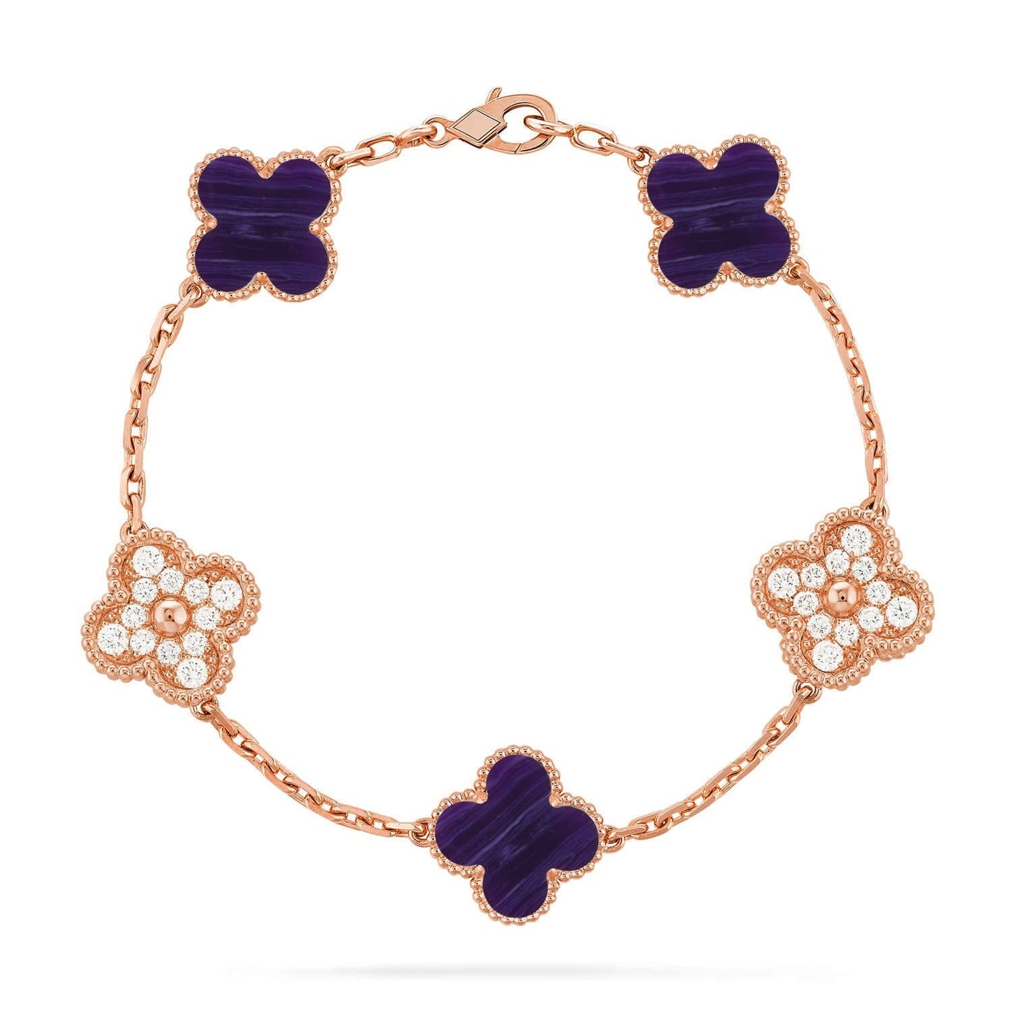 [Luxery]CLOVER 5 MOTIF PURPLE STRIPES BRACELET COLLECTION