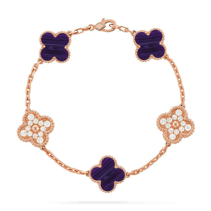 [Luxery]CLOVER 5 MOTIF PURPLE STRIPES BRACELET COLLECTION