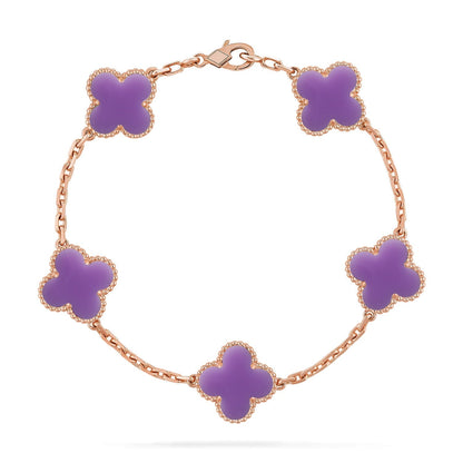 [Luxery]CLOVER 5 MOTIF LIGHT PURPLE BRACELET COLLECTION