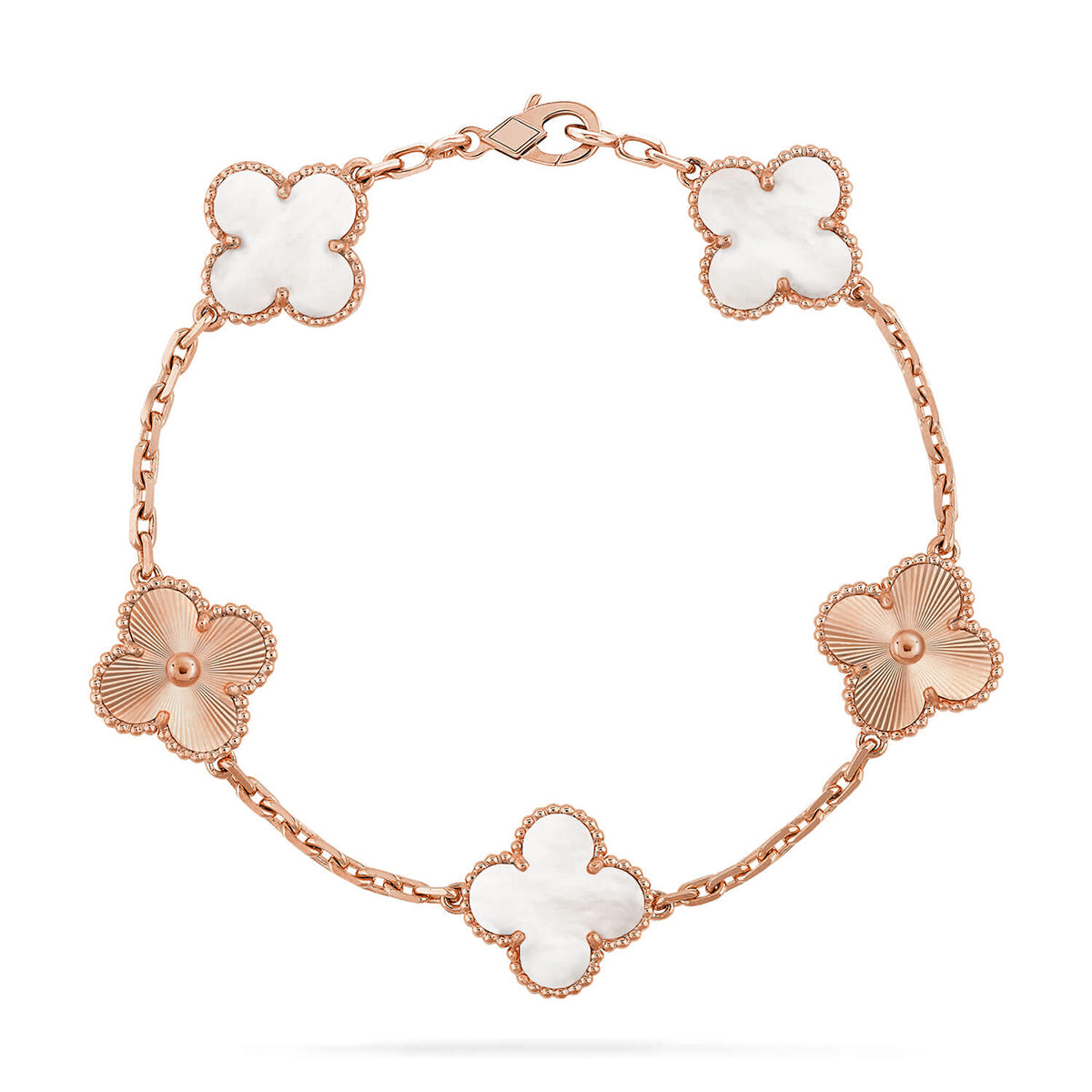 [Luxery]CLOVER WHITE PEARL MOP 5 MOTIF BRACELET COLLECTION